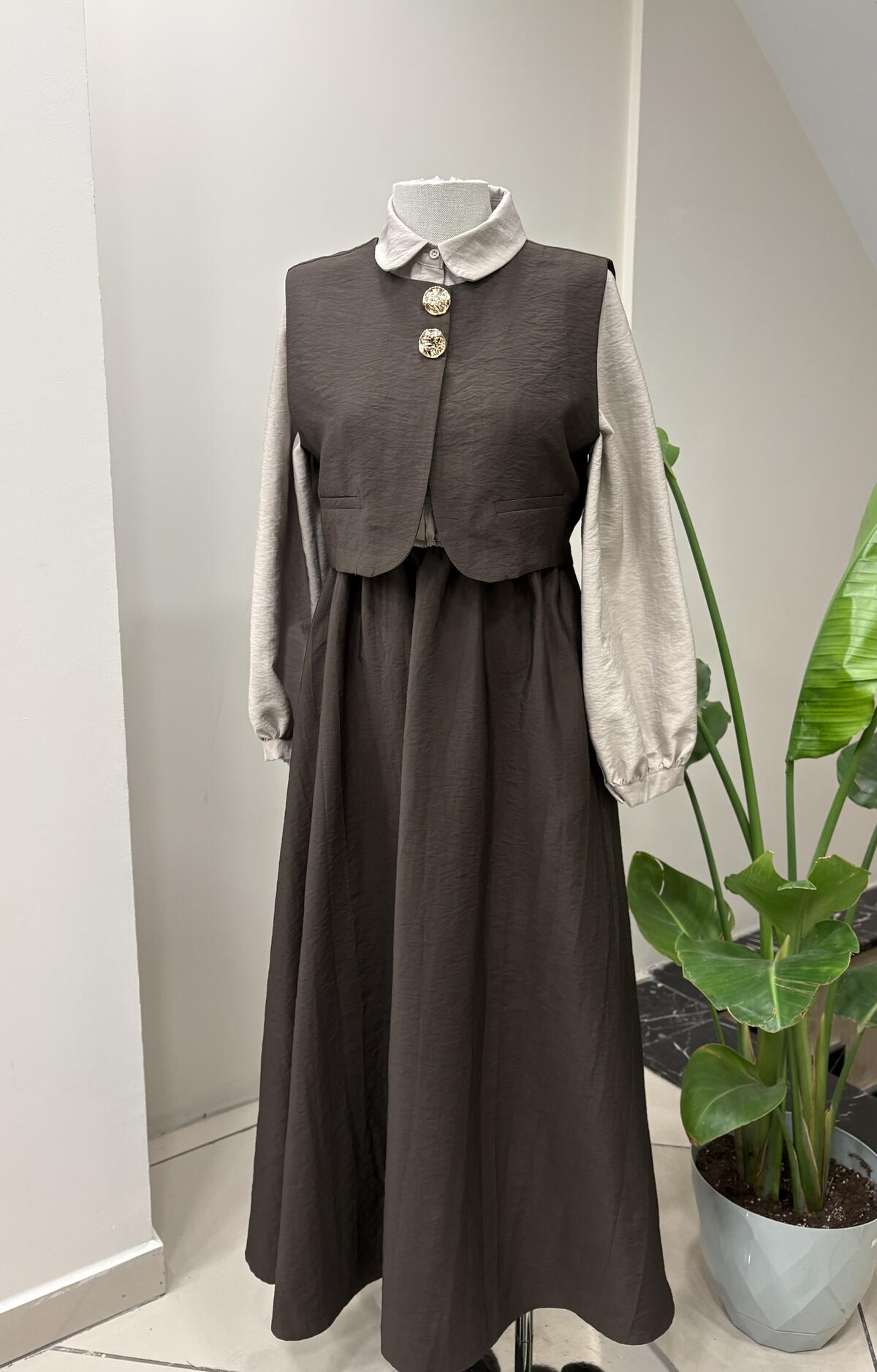 YELEKLİ KLOŞ SERAN ELBİSE