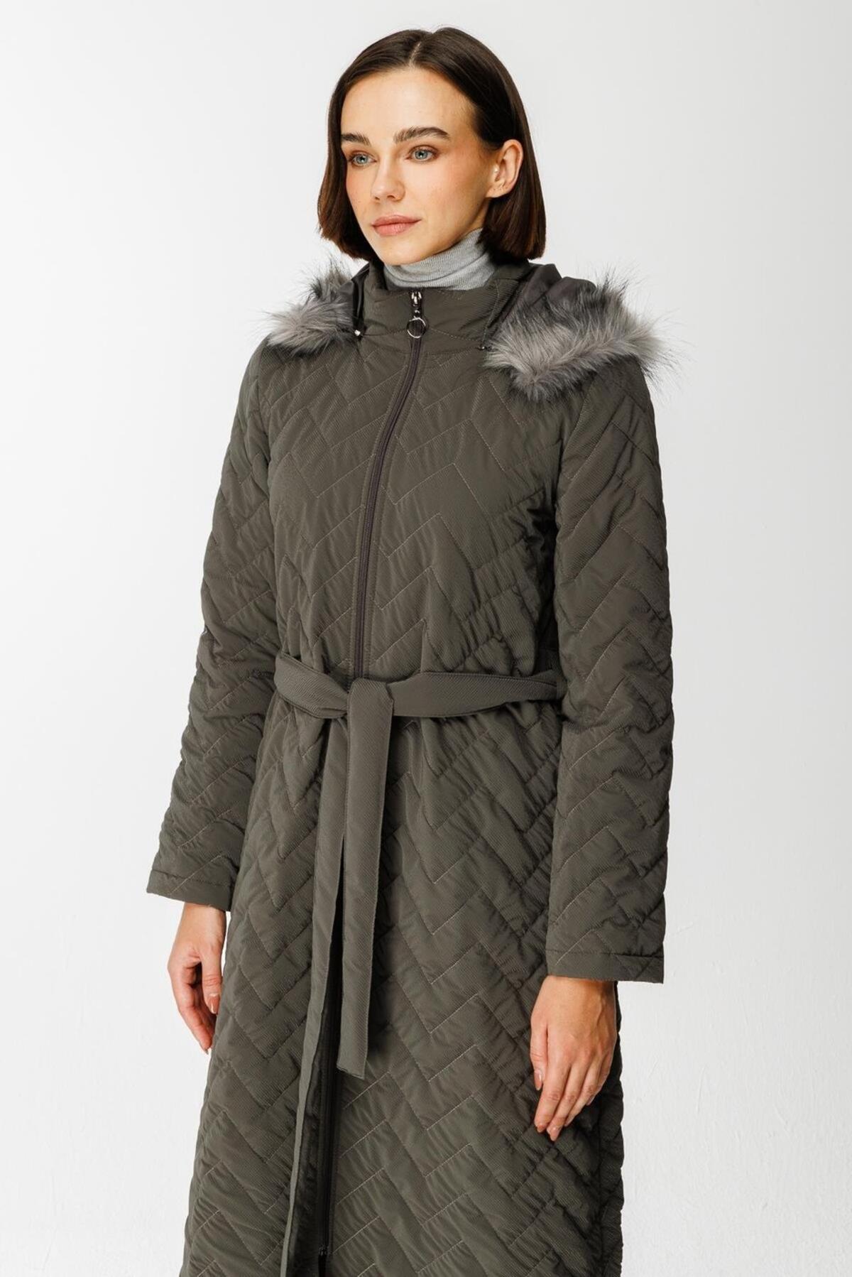 BAKLAVA DESEN KAPŞONLU MONT