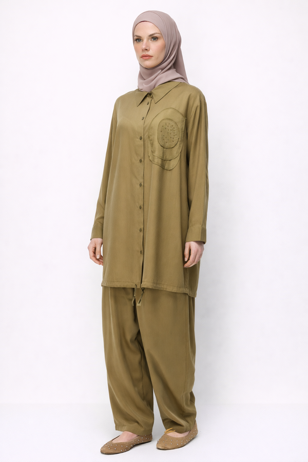 NAKIŞ VE TAŞ İŞLEMELİ PANTOLONLU TAKIM