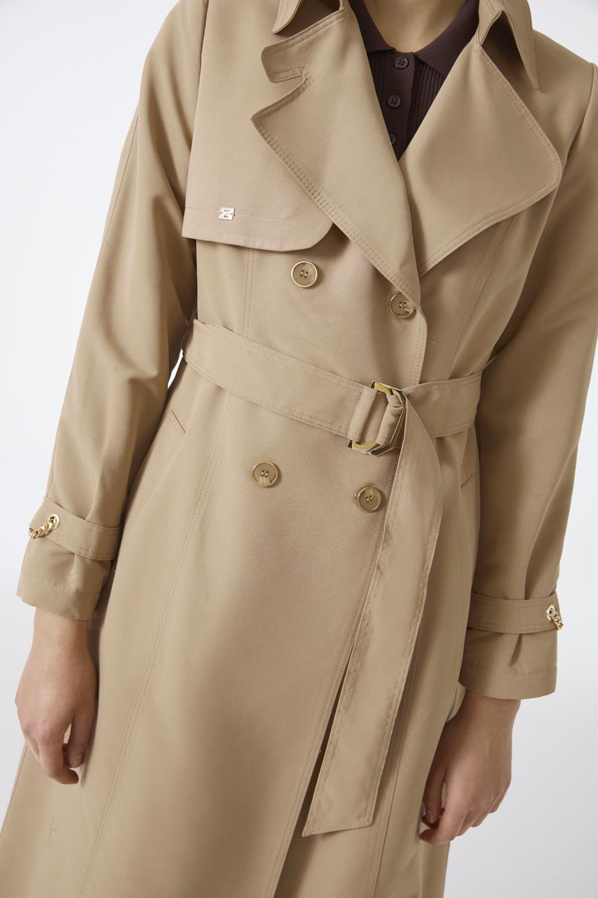 ZİNCİR VE KEMER DETAYLI TRENÇKOT