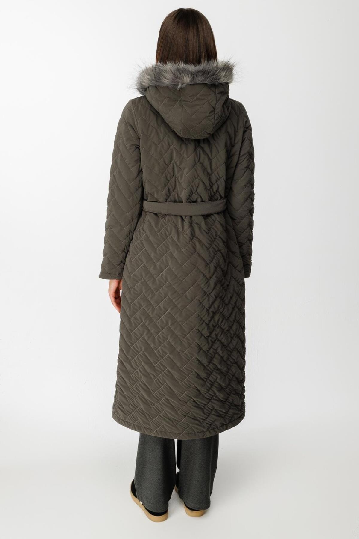 BAKLAVA DESEN KAPŞONLU MONT