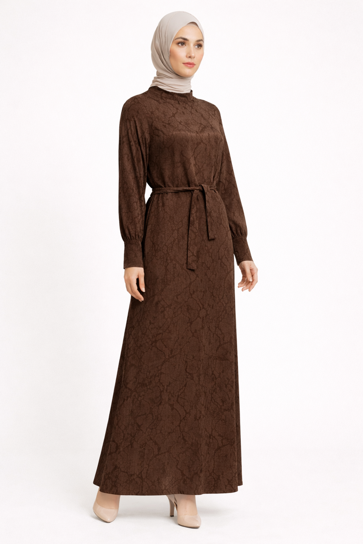 YAN PİLELİ KEMERLİ KUPRA ELBİSE