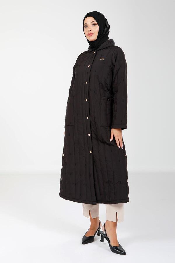 KAPŞONLU ASTAR DETAYKI ÇIT ÇITLI MONT