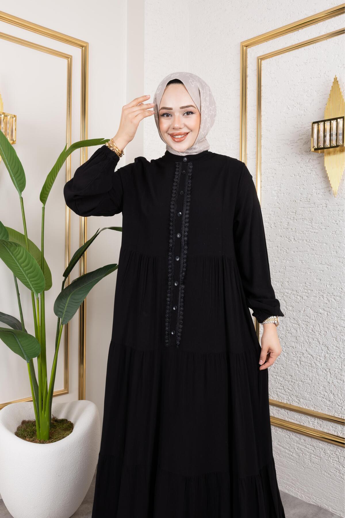 GÜPÜRLÜ DANTELLİ ELBİSE