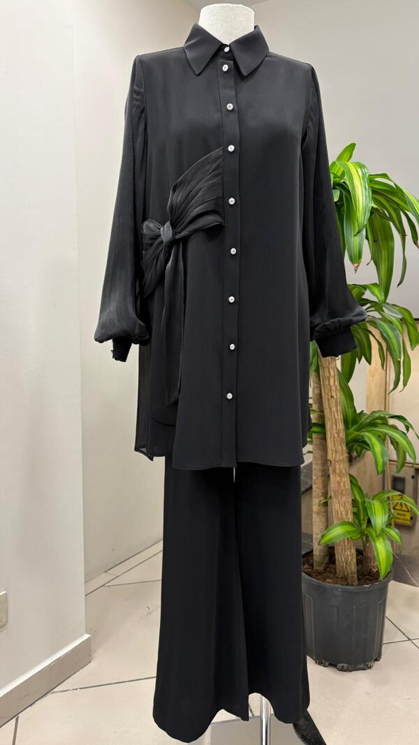 FİYON DETAYLI ŞİFON KOLLU TAKIM