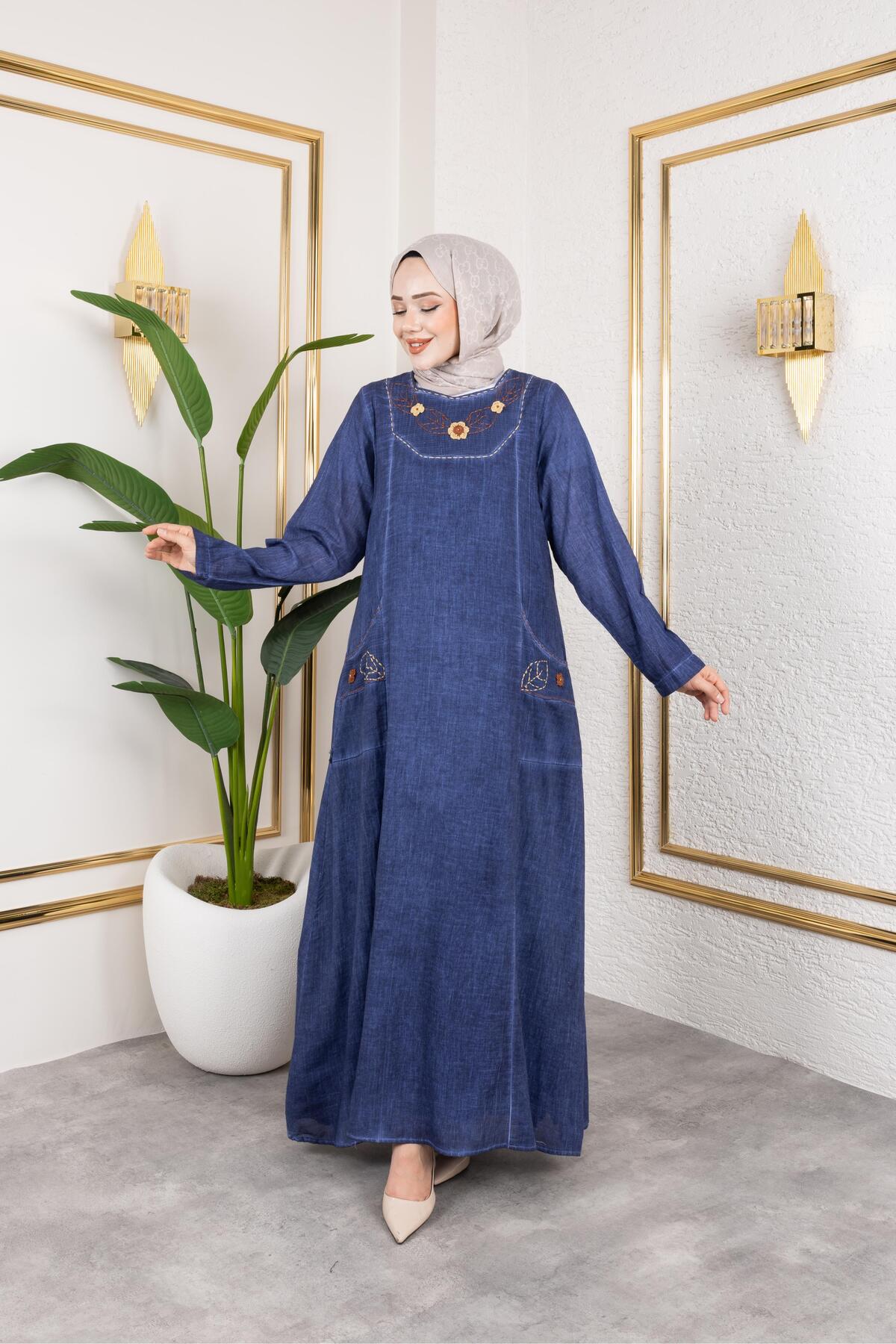 BEŞGEN DİKİŞ DETAYLI ELBİSE