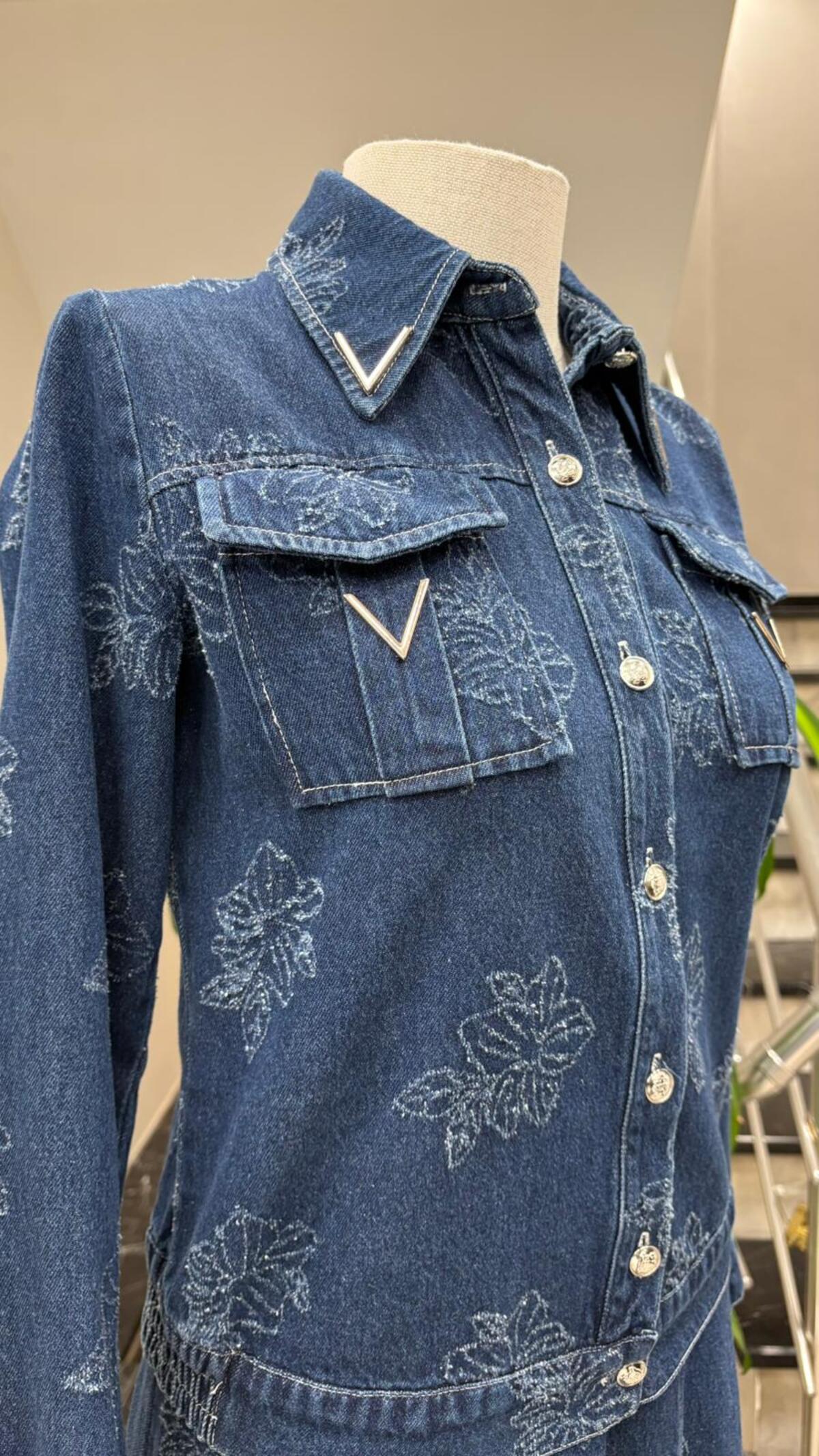 DESENLİ DENİM ETEKLİ TAKIM