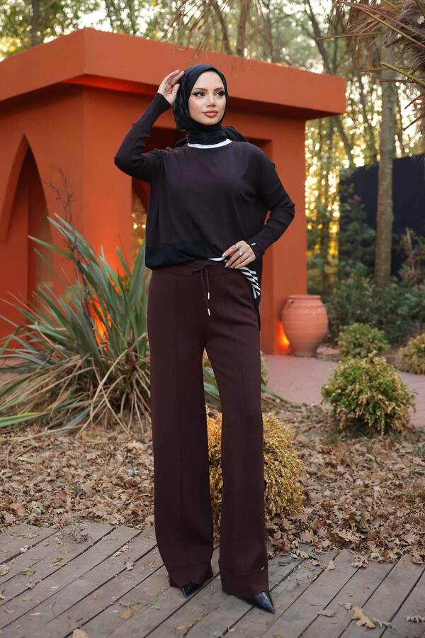 ASİMETRİK ÇİZGİ DETAYLI MERSERİZE TUNİK