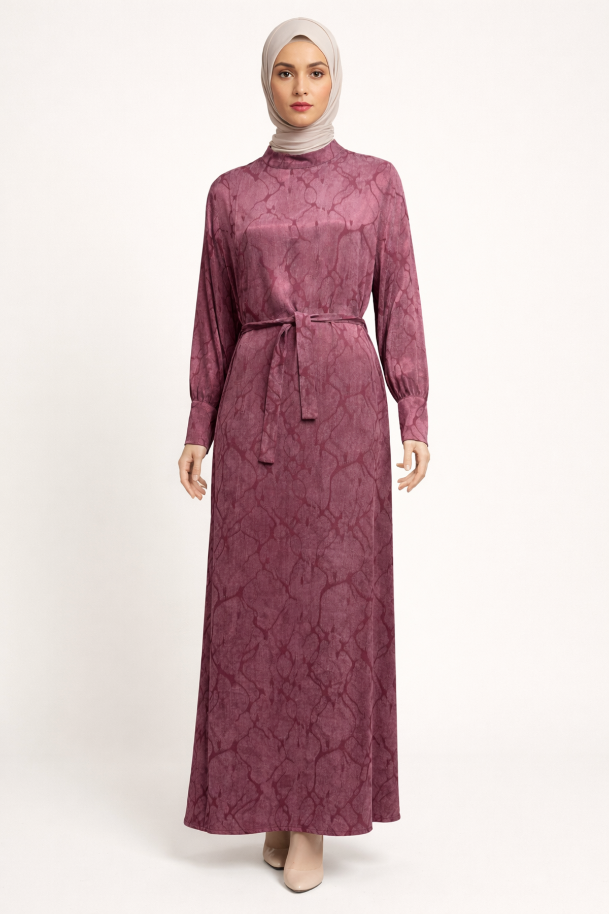 YAN PİLELİ KEMERLİ KUPRA ELBİSE