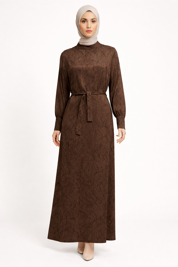 YAN PİLELİ KEMERLİ KUPRA ELBİSE