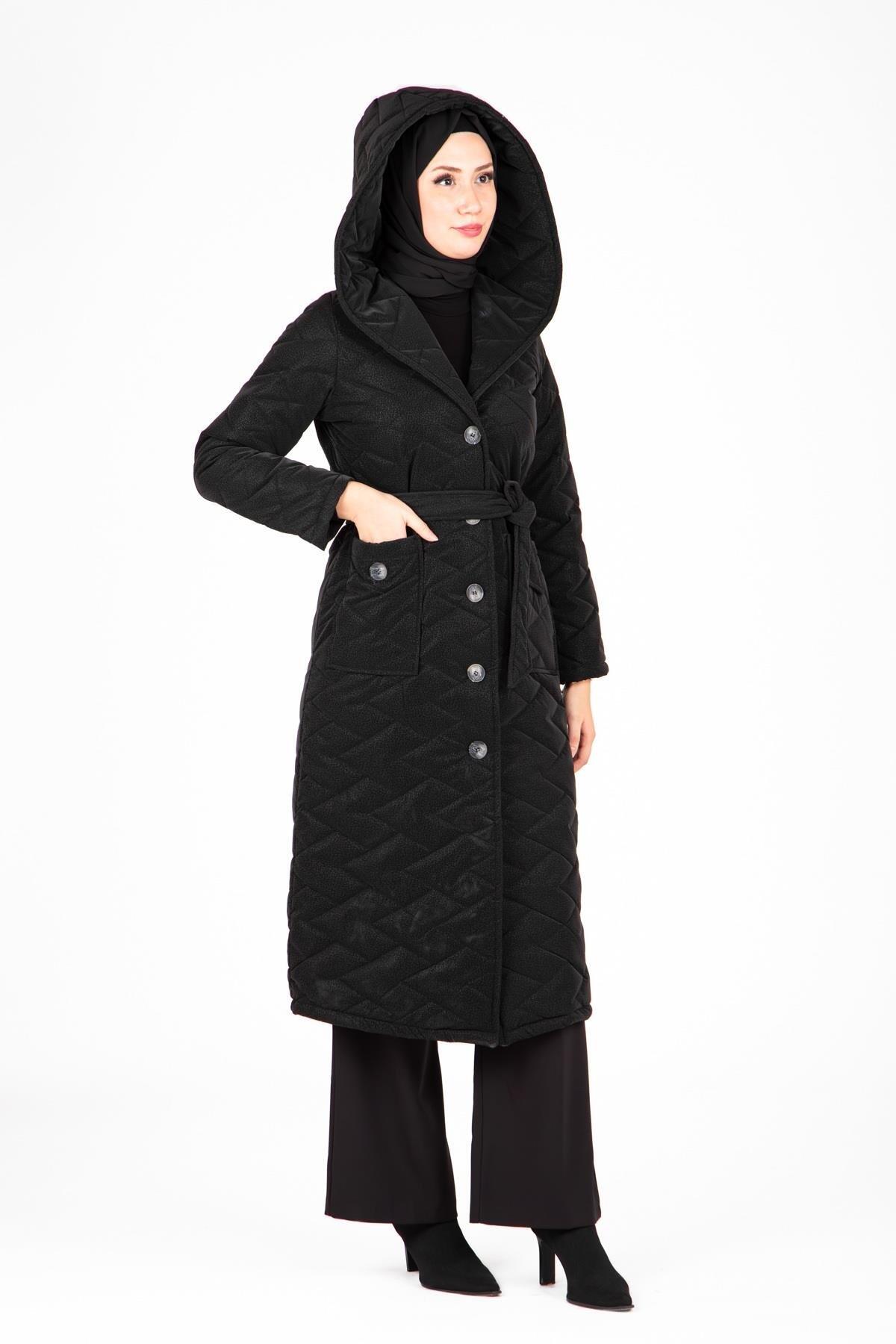 CHEVRON DESEN KAPŞONLU MONT