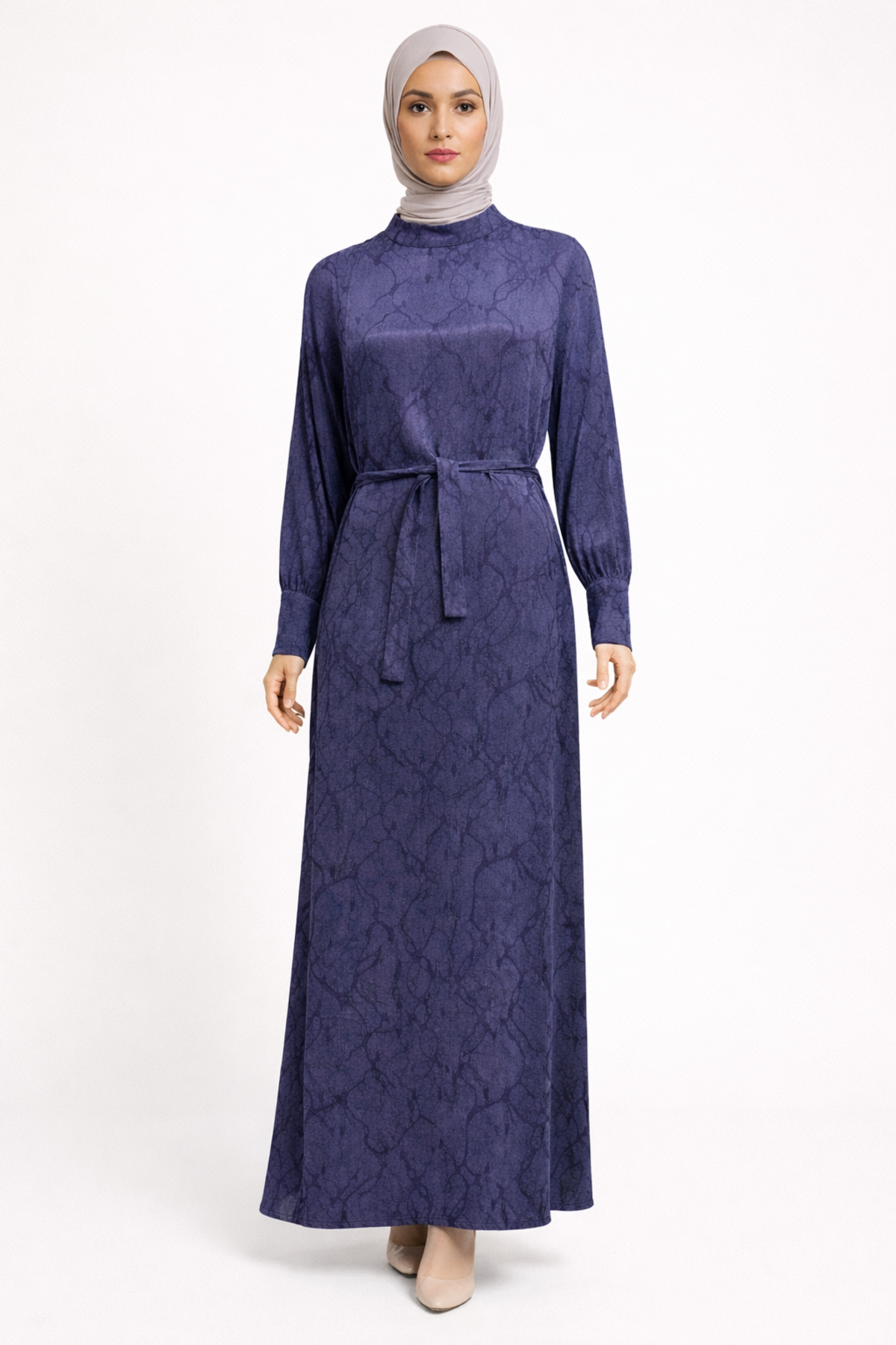 YAN PİLELİ KEMERLİ KUPRA ELBİSE