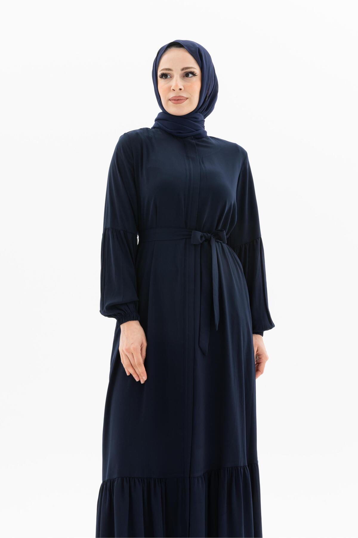 ETEĞİ BÜZGÜLÜ KOL LASTİKLİ FERACE