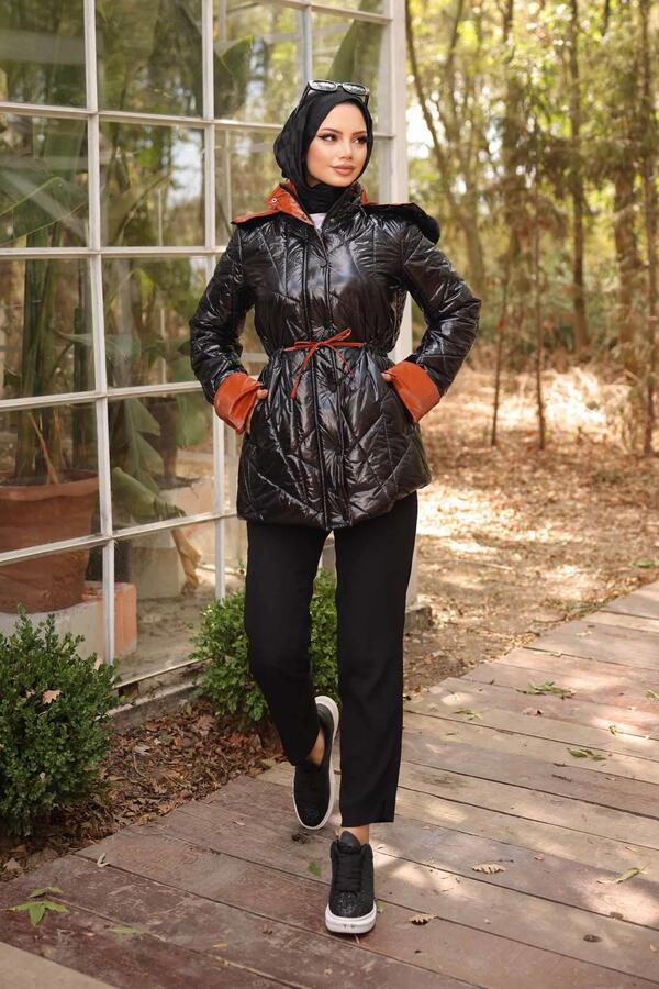 ASTAR DETAYLI PARLAK ŞİŞME MONT