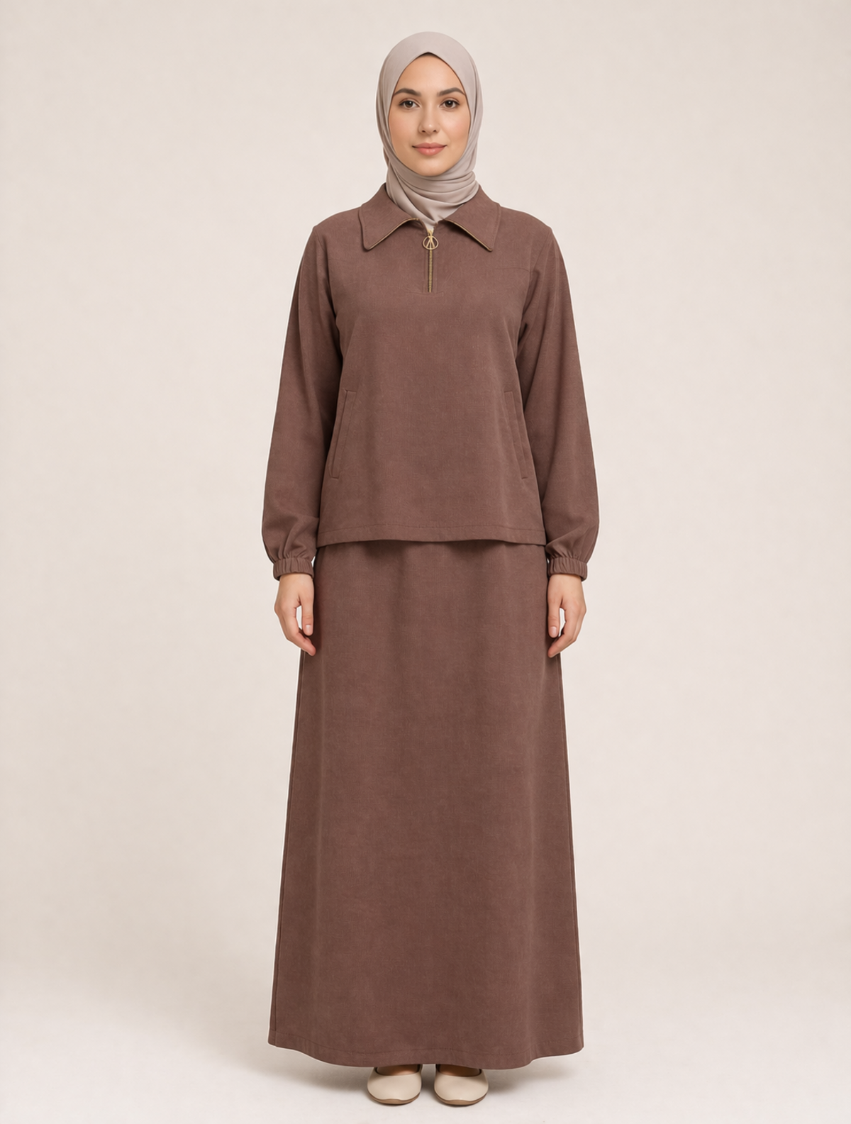 YARIM FERMUARLI TENCEL ETEKLİ TAKIM