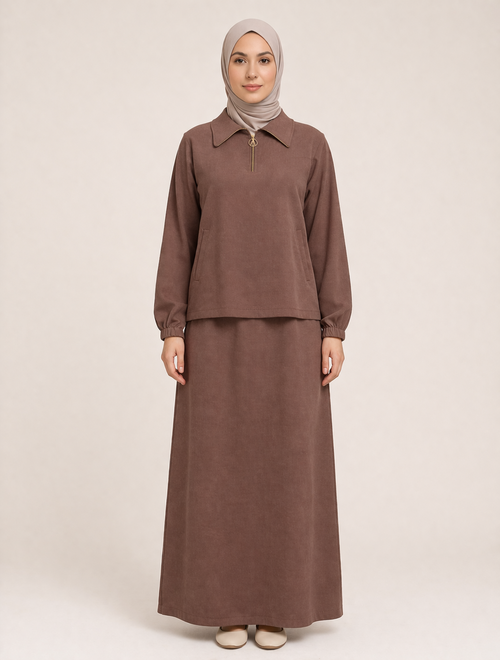 YARIM FERMUARLI TENCEL ETEKLİ TAKIM