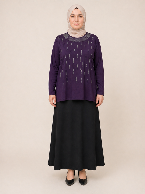 DİKDÖRTGEN TAŞLI BATTAL BLUZ