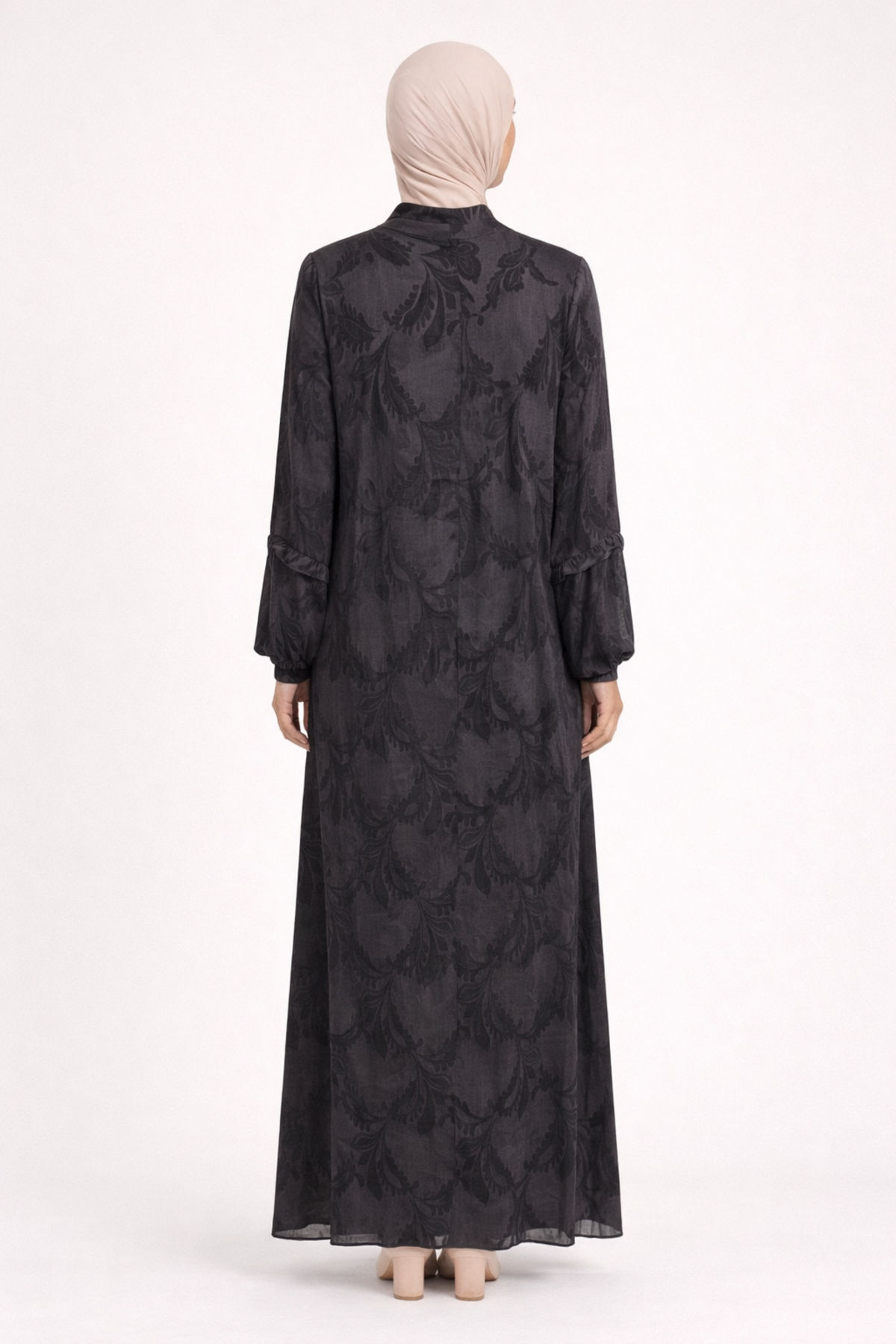 DESENLİ DÜĞMELİ KUPRA ELBİSE