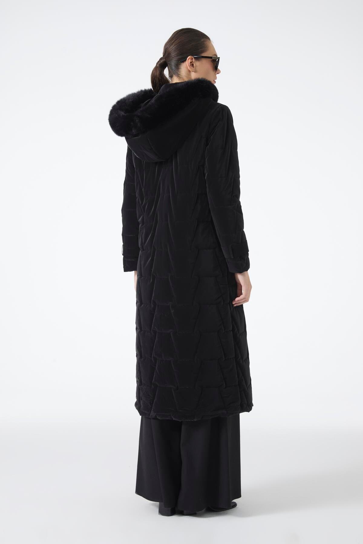 KÜRK KAPŞONLU CEP DETAYLI MONT