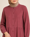 TAM BOY DÜĞMELİ TENCEL ELBİSE