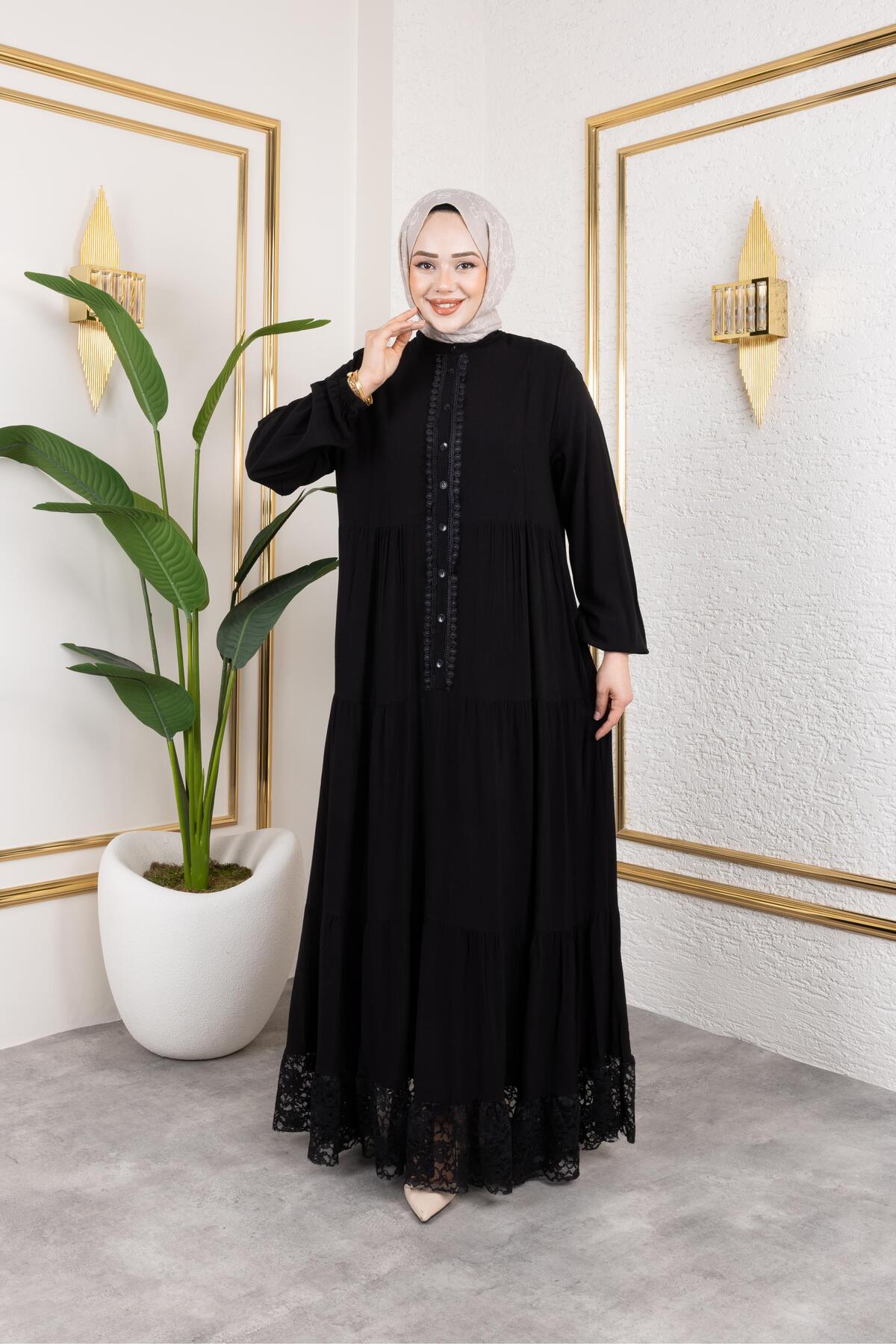 GÜPÜRLÜ DANTELLİ ELBİSE