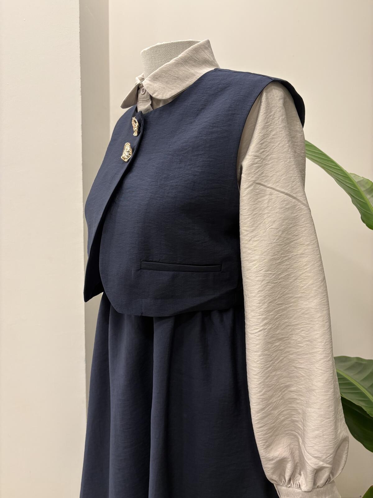 YELEKLİ KLOŞ SERAN ELBİSE