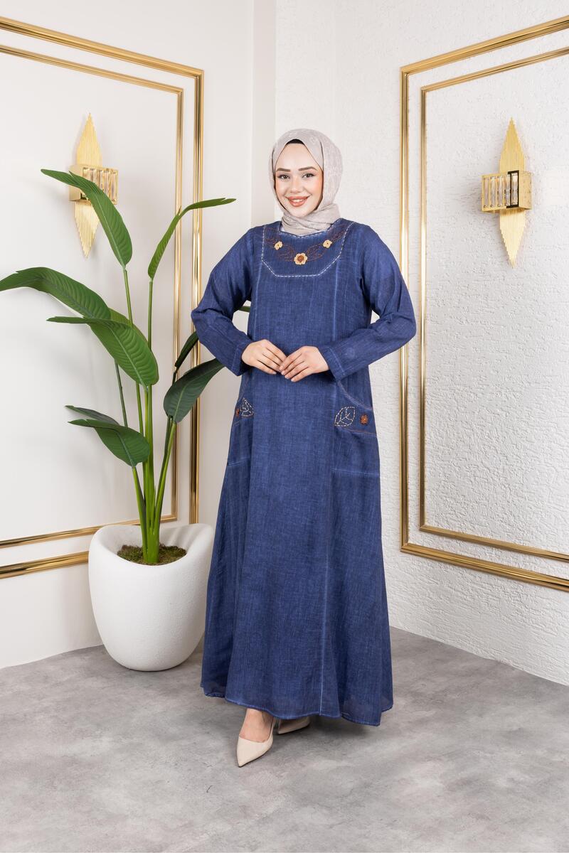 BEŞGEN DİKİŞ DETAYLI ELBİSE