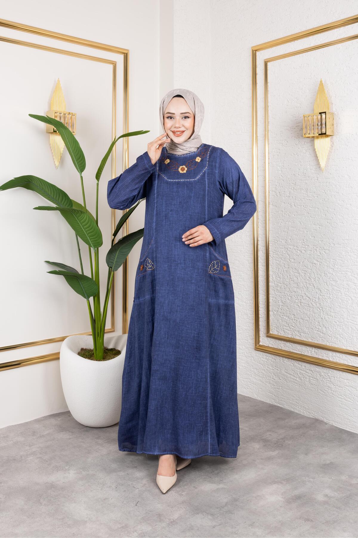 BEŞGEN DİKİŞ DETAYLI ELBİSE
