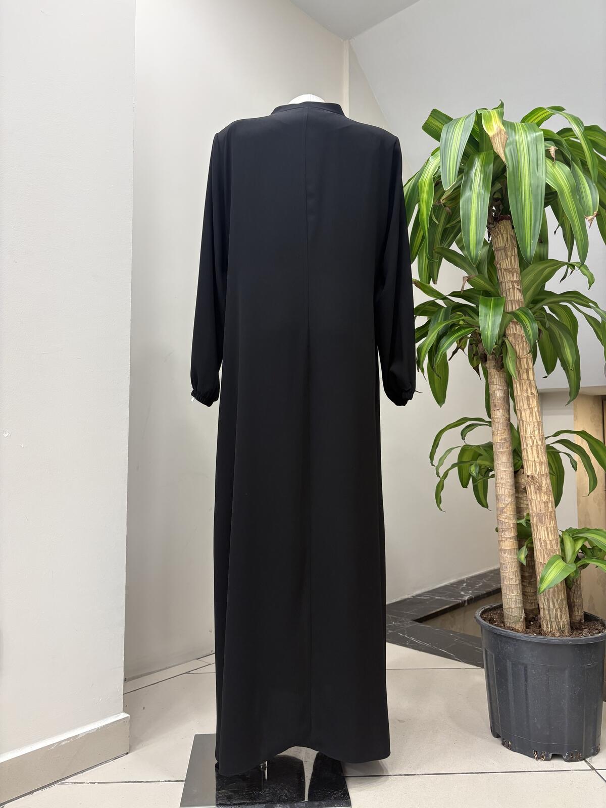 YAKA FULARLI TAŞ DETAYLI PİLELİ FERACE