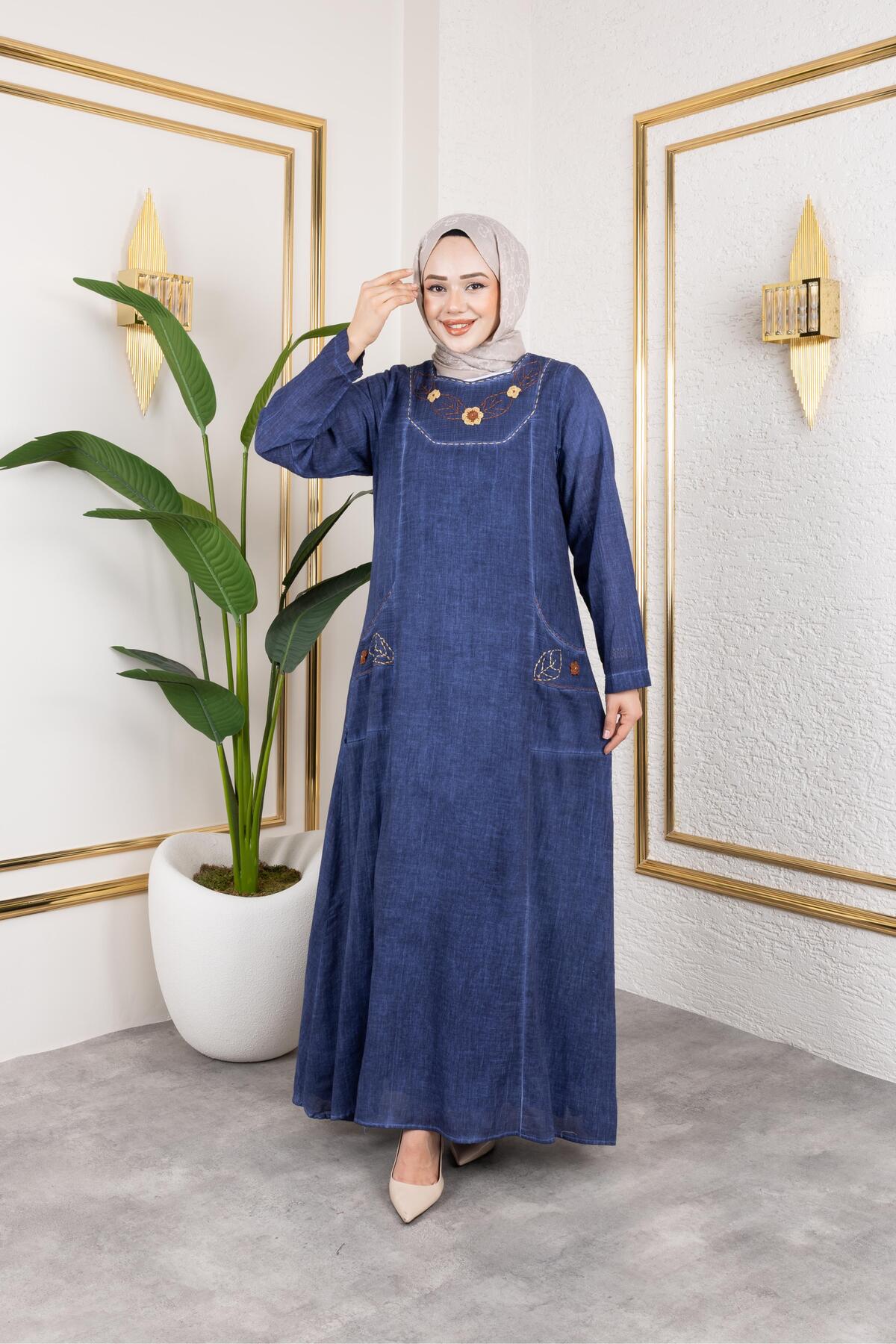 BEŞGEN DİKİŞ DETAYLI ELBİSE