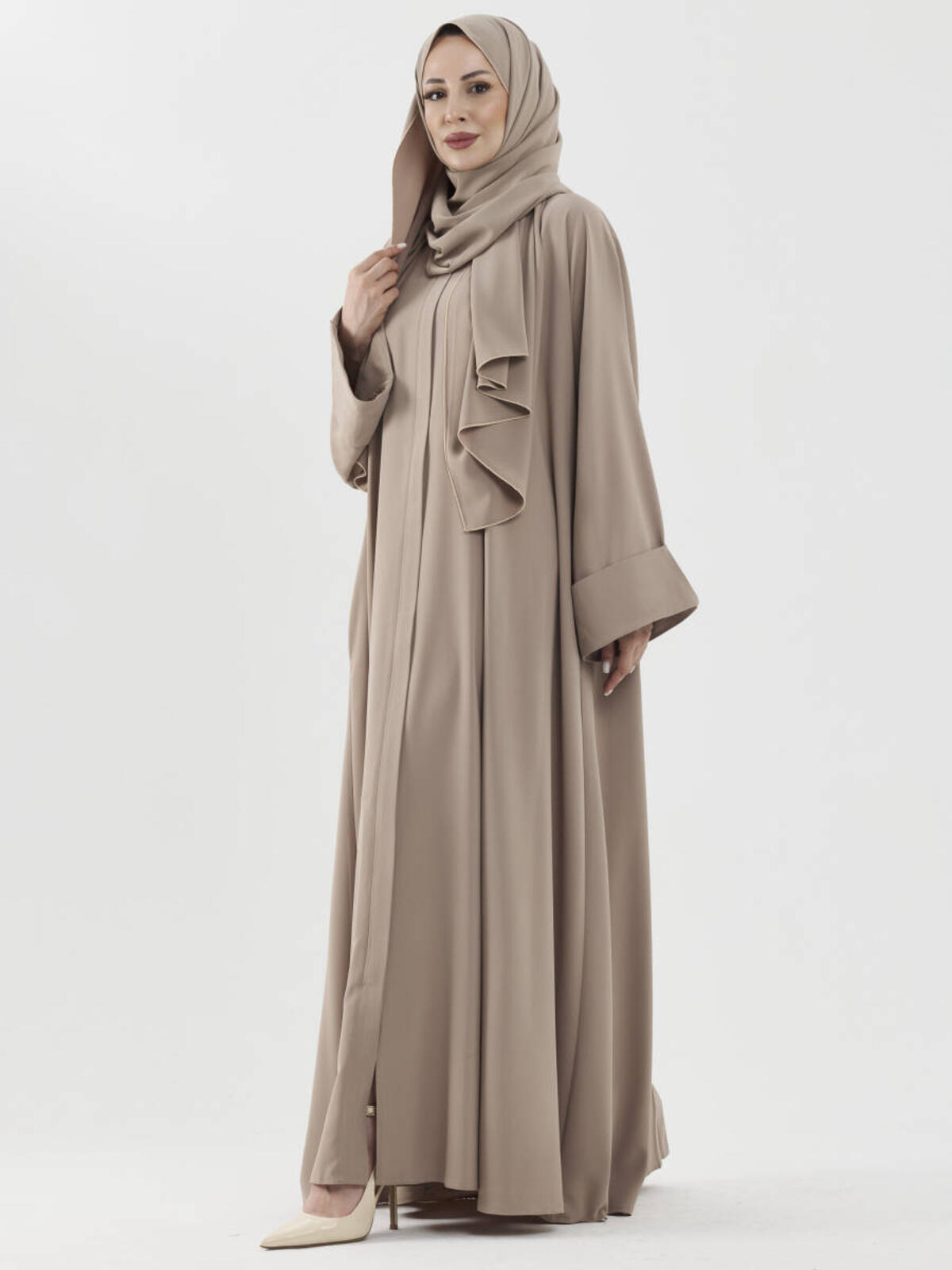 KOL MANŞETLİ MEDİNE İPEĞİ ABAYA