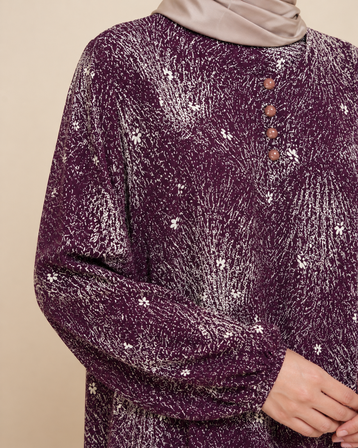 PARÇALI DESENLİ VİSKON ELBİSE