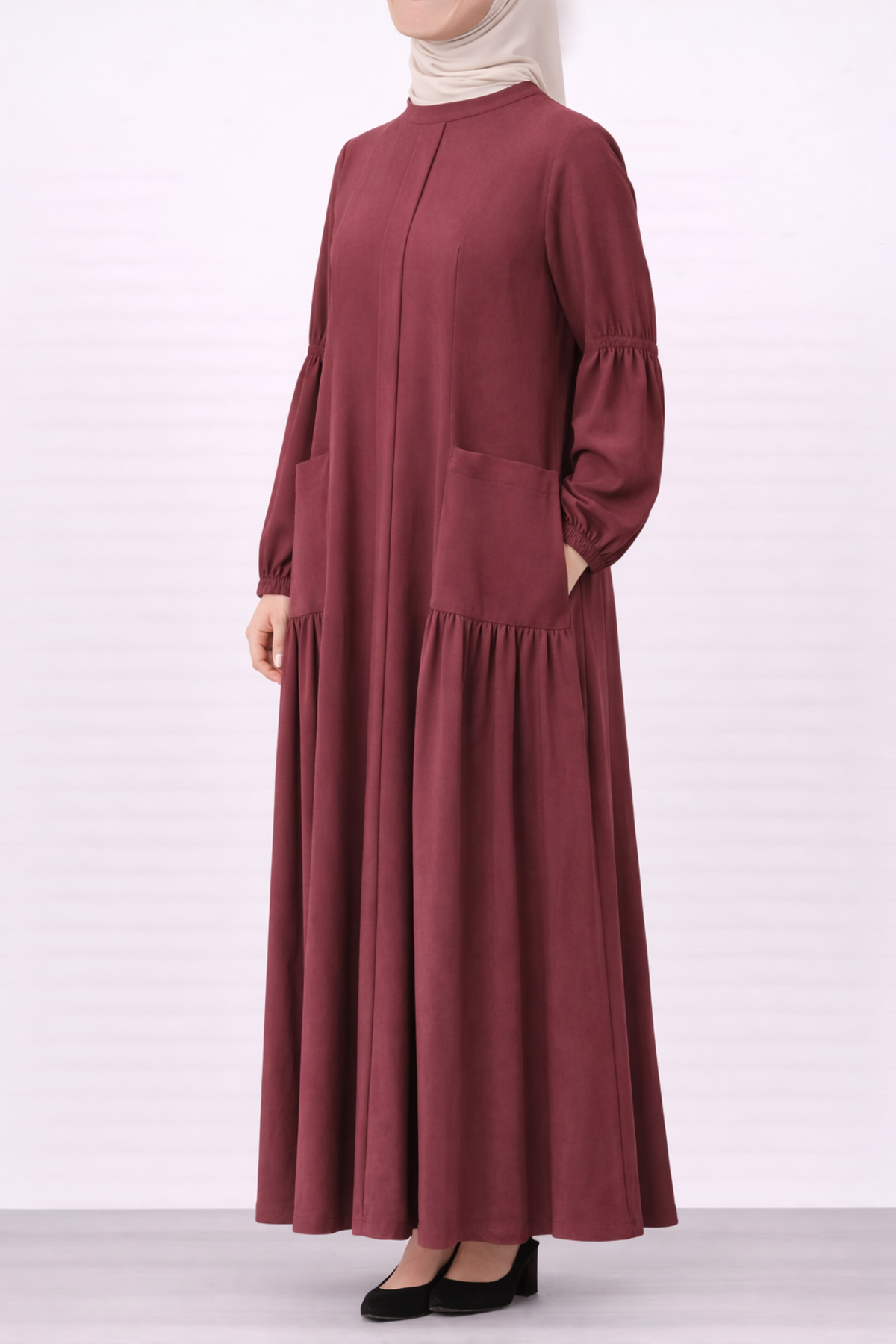 *CEP DETAYLI BÜZGÜLÜ ELBİSE