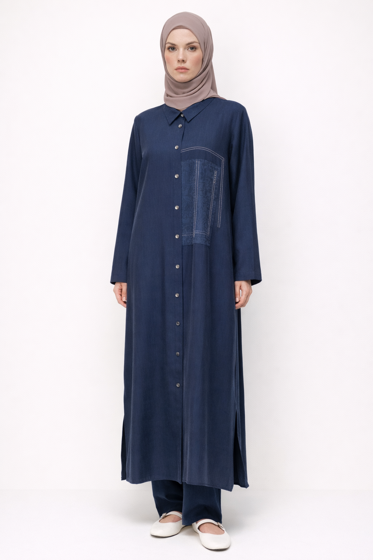 DİKİŞLİ CEP DESENLİ PANTOLONLU TAKIM