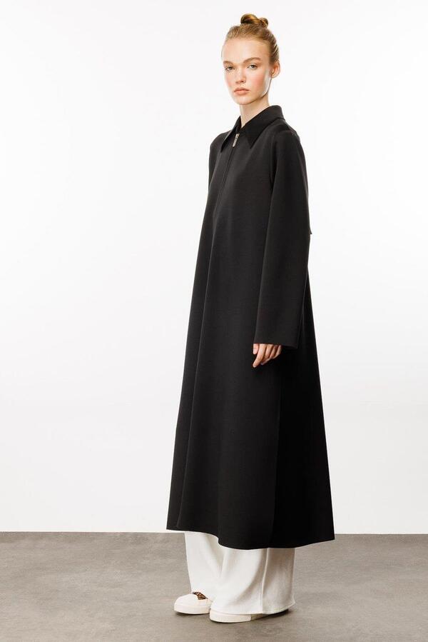 PELERİN DETAYLI SÜET DOKU FERMUARLI KAP