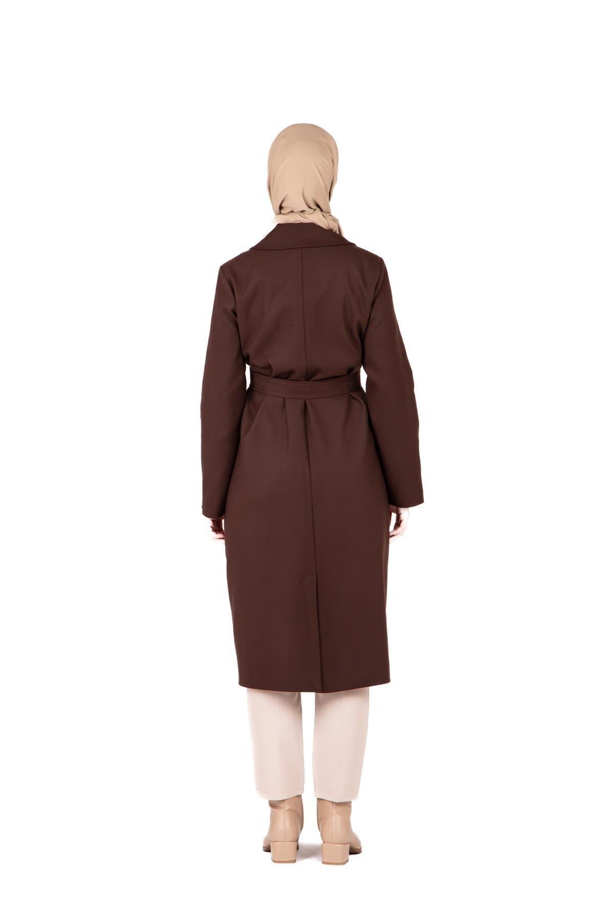 KRUVAZE YAKA DÜĞMELİ TAM BOY KABAN