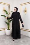 İNCİ İŞLEMELİ TÜLLÜ SANDY ABAYA