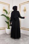 İNCİ İŞLEMELİ TÜLLÜ SANDY ABAYA