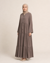 KATLI DÜĞMELİ TENCEL ELBİSE