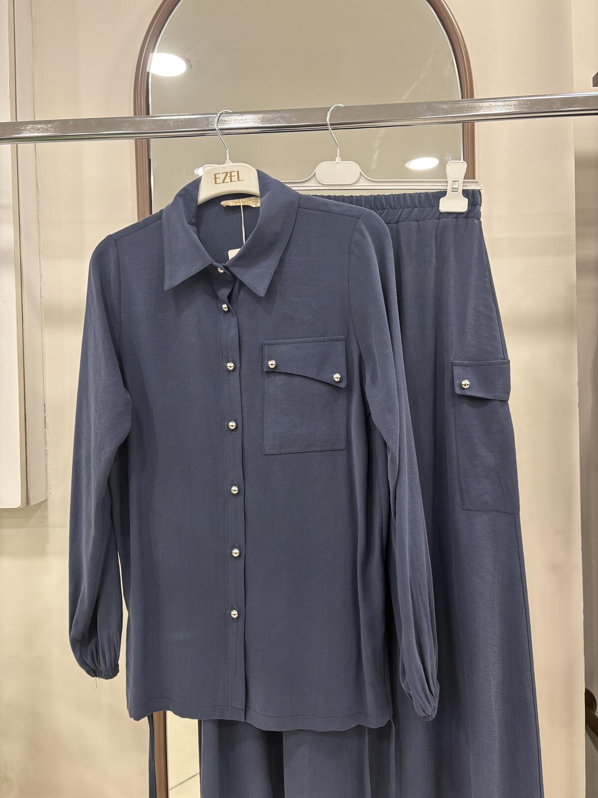 TEK CEP DÜĞMELİ ETEKLİ TAKIM