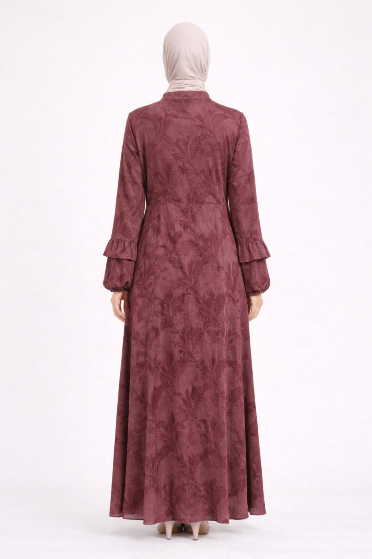 DESENLİ DÜĞMELİ KUPRA ELBİSE