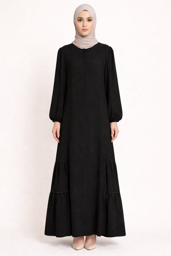 ETEĞİ BÜZGÜ TAŞ DETAYLI FERACE