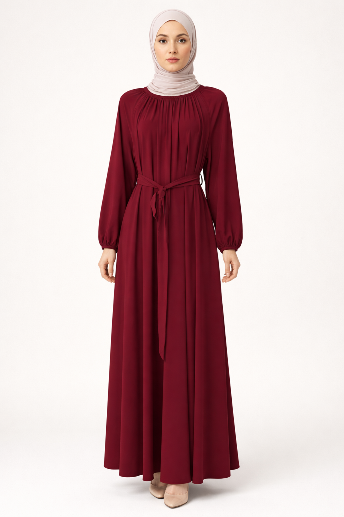 YAKA BÜZGÜLÜ RAHAT KALIP ELBİSE