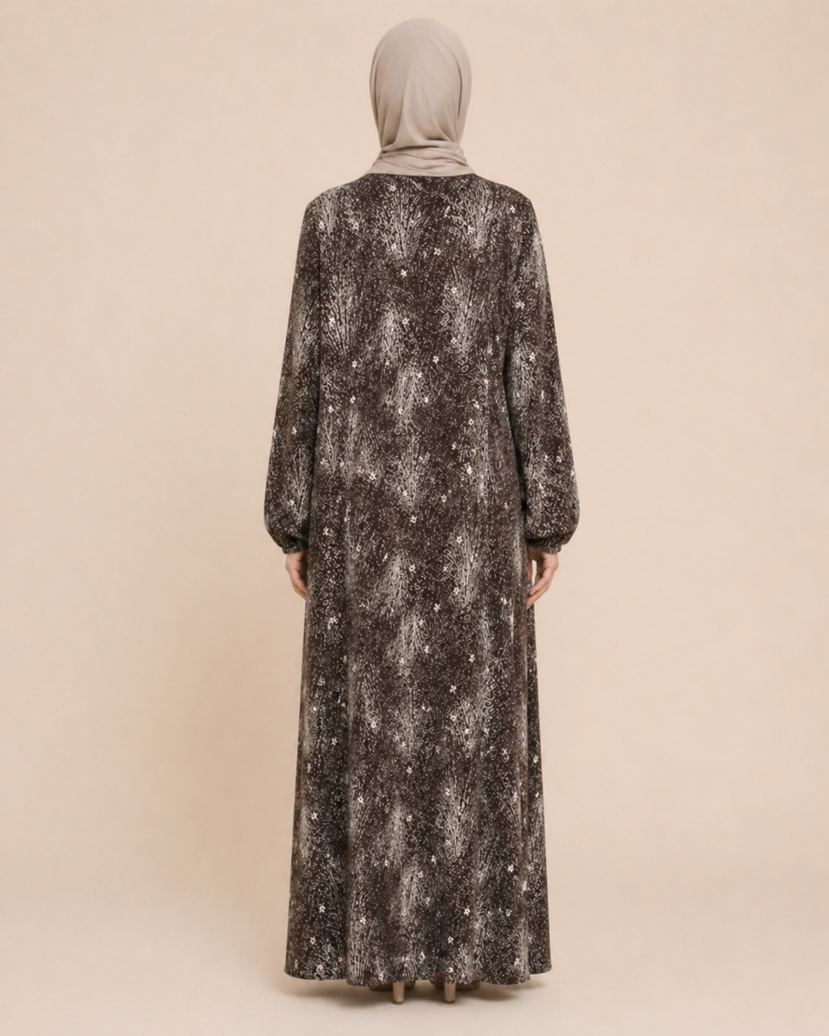 PARÇALI DESENLİ VİSKON ELBİSE