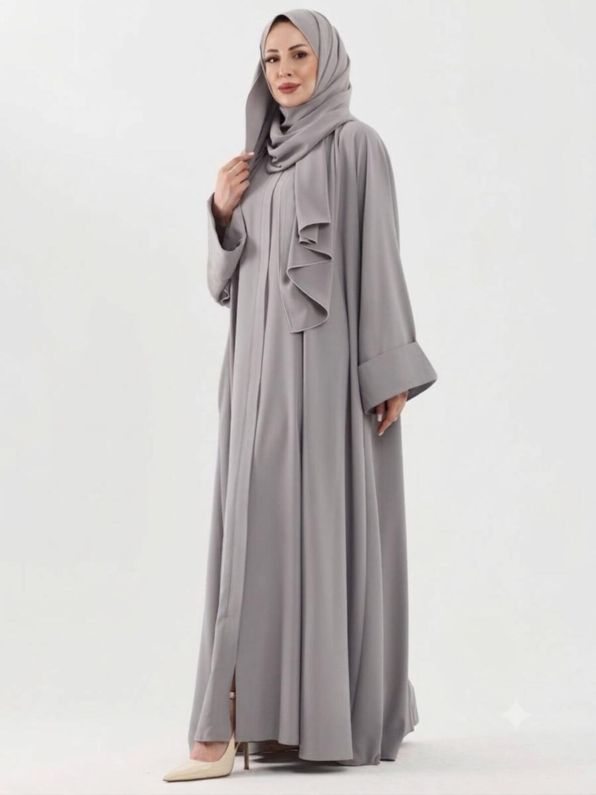 KOL MANŞETLİ MEDİNE İPEĞİ ABAYA