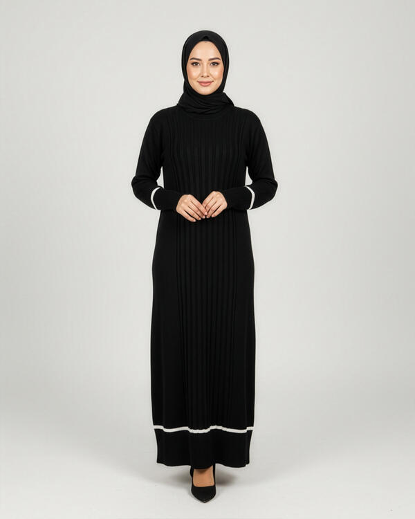 BOYDAN ÇİZGİLİ TRİKO ELBİSE