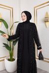 İNCİ İŞLEMELİ TÜLLÜ SANDY ABAYA