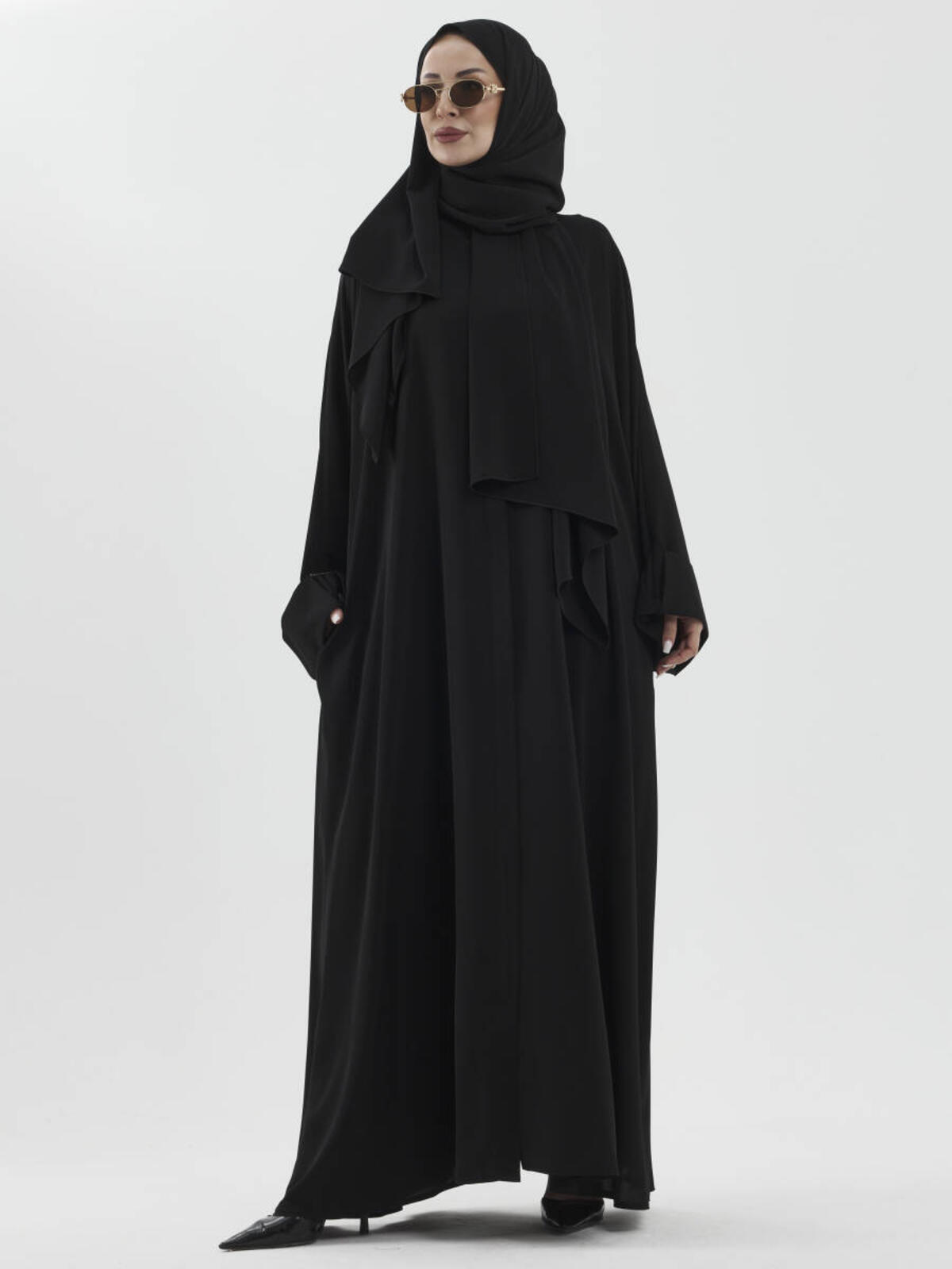 KOL MANŞETLİ MEDİNE İPEĞİ ABAYA