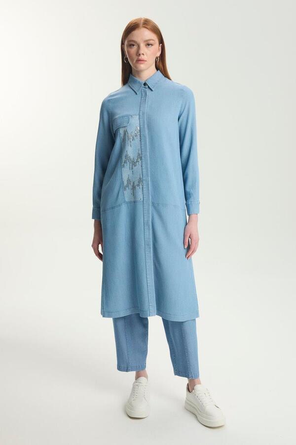 PUL İŞLEMELİ DENİM TUNİK