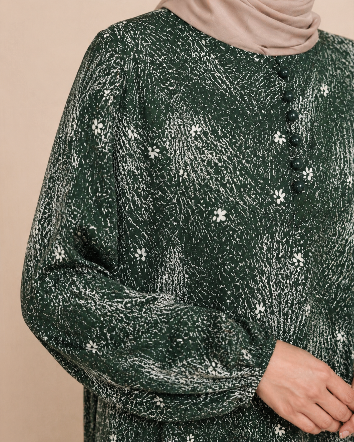 PARÇALI DESENLİ VİSKON ELBİSE